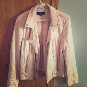 Pink suede moto jacket
